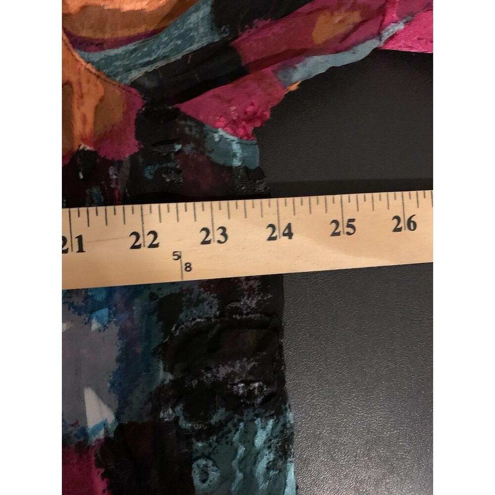 Chicos Size 3 Womens XL Top Patchwork Silk Rayon Button Collared Please Read - Picture 5 of 7